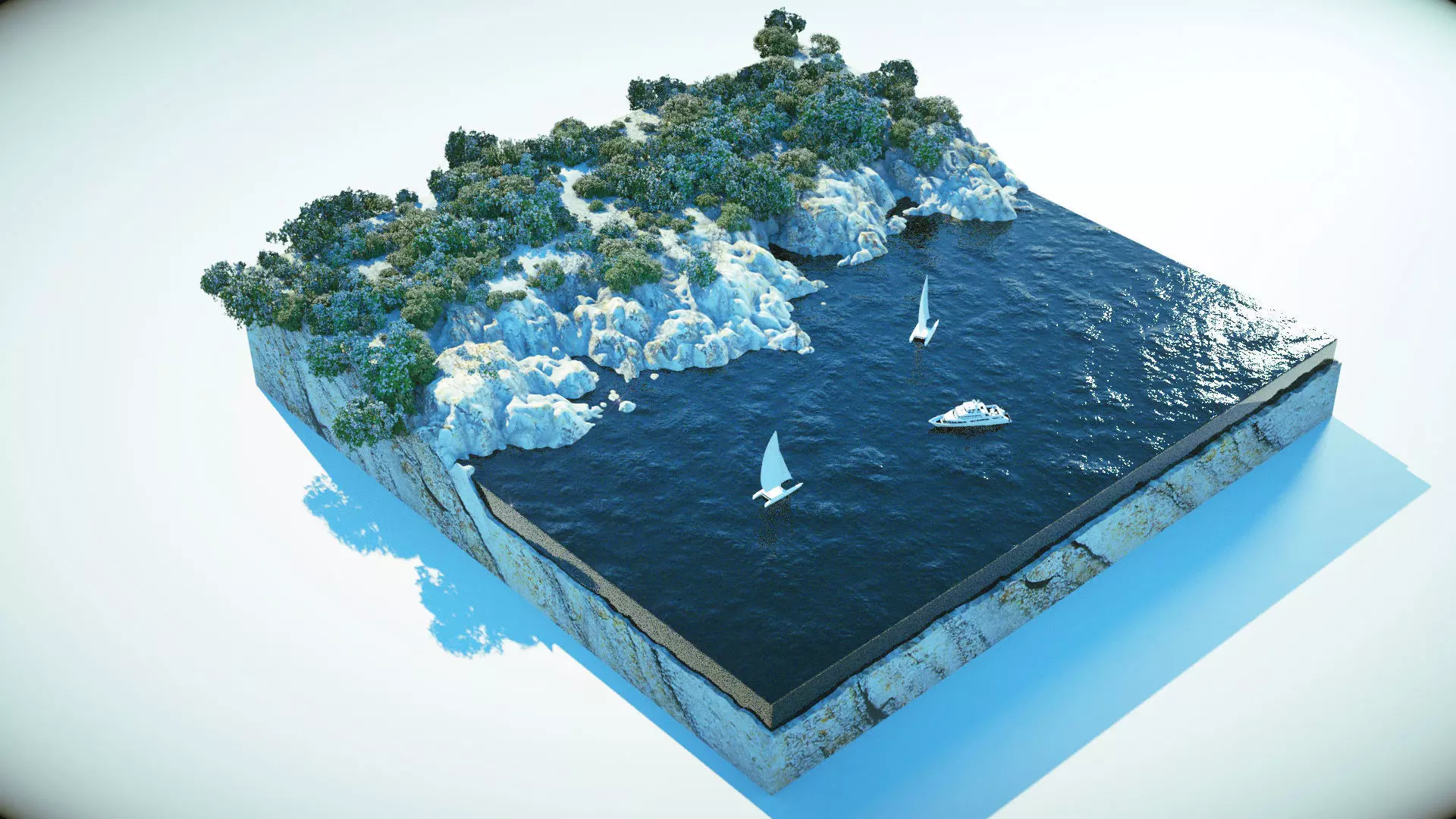 A realistic mini island terrain 3D model_0