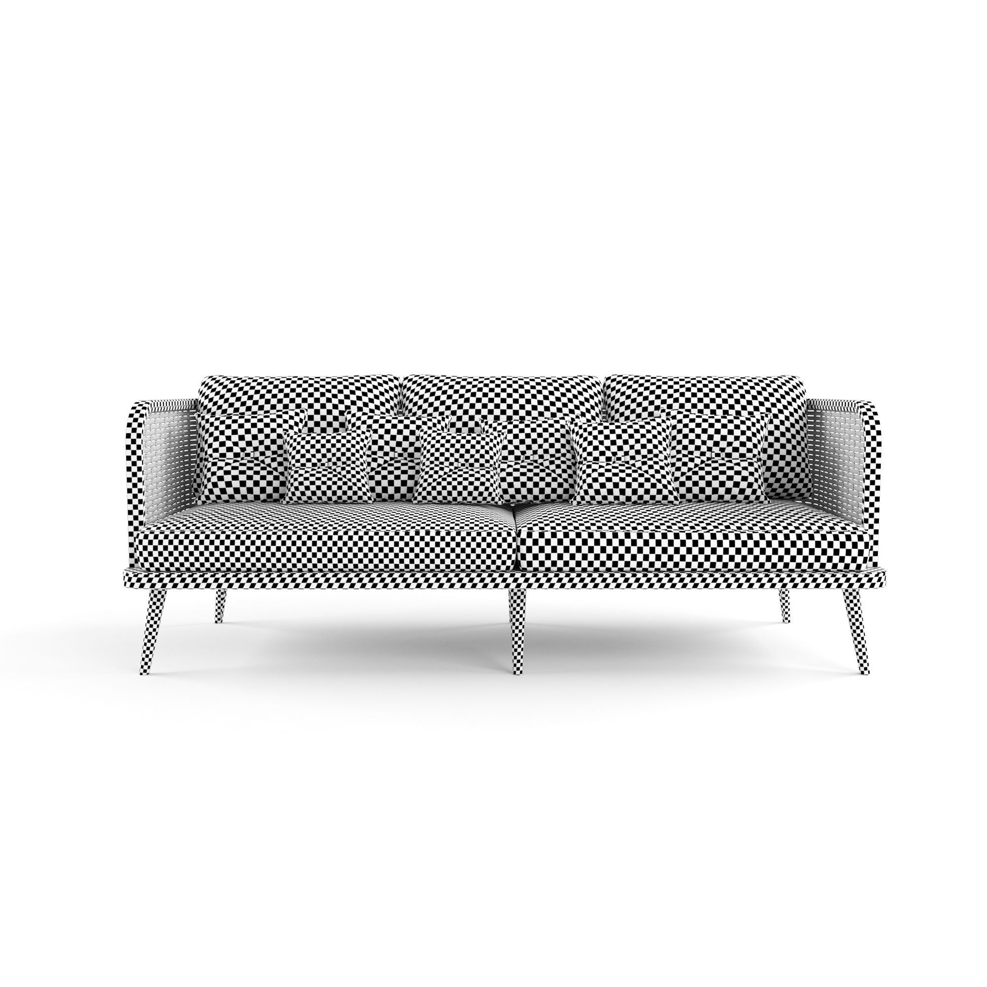 3-seat modular sofa outdoor rattan wood 3D model_6
