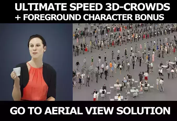 3d crowds and Eternal Elegant Casual Sitting Woman with coffee 3D Model Collection