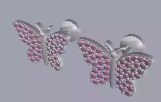 Sterling Silver Diamond Butterfly Stud Earrings