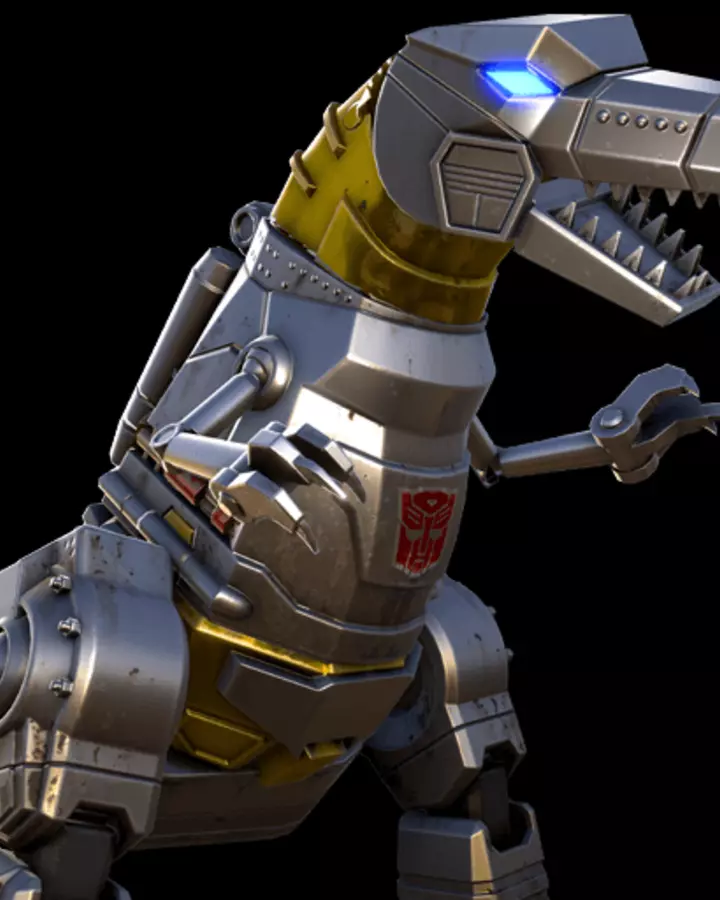 Grimlock silver and gold t - rex 3D model_0