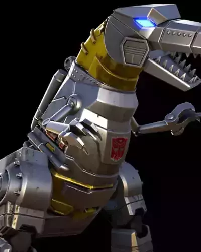 Grimlock silver and gold t - rex 3D model