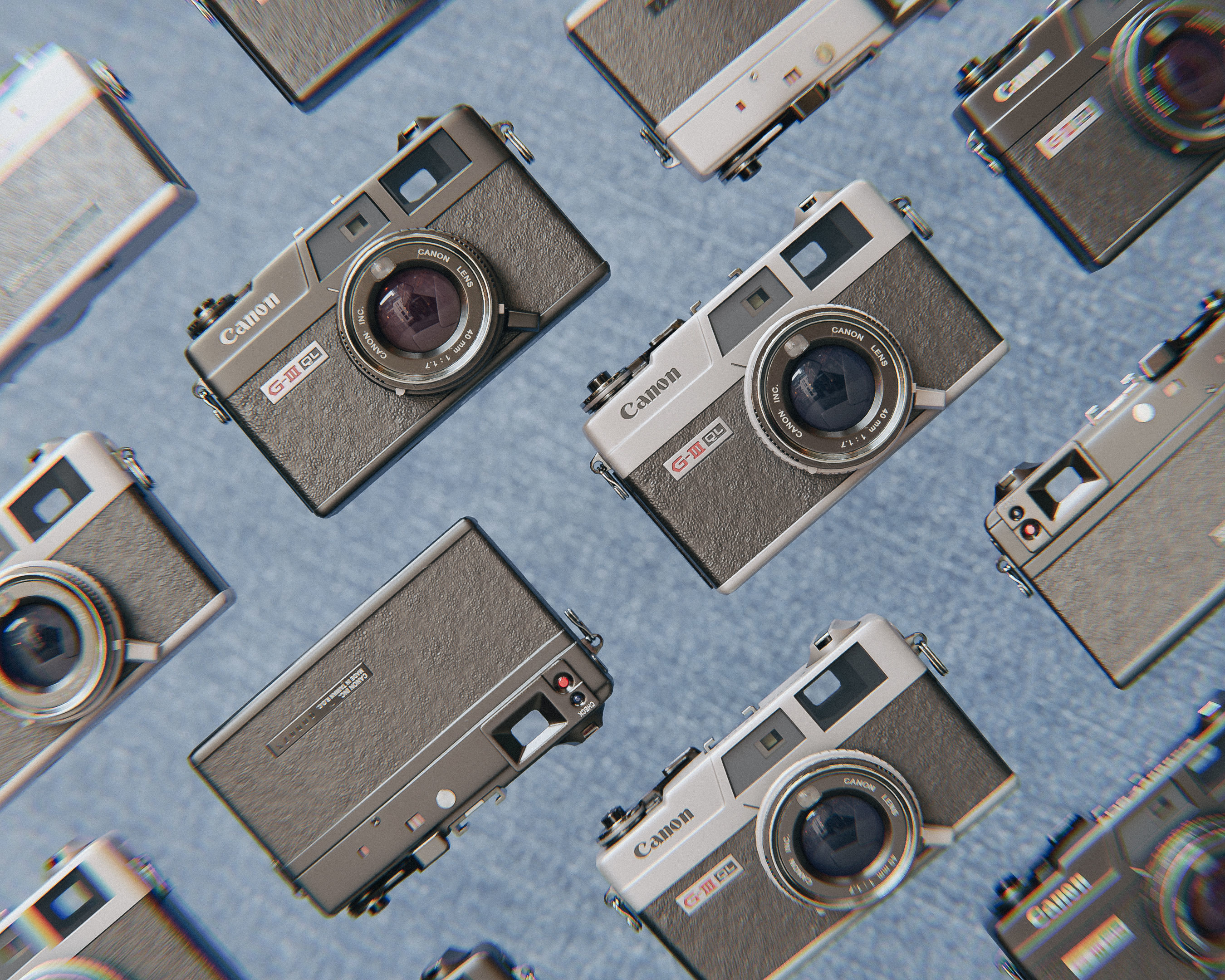 Old Camera Canonet QL17 Lowpoly Gameready PBR Low-poly 3D model_11