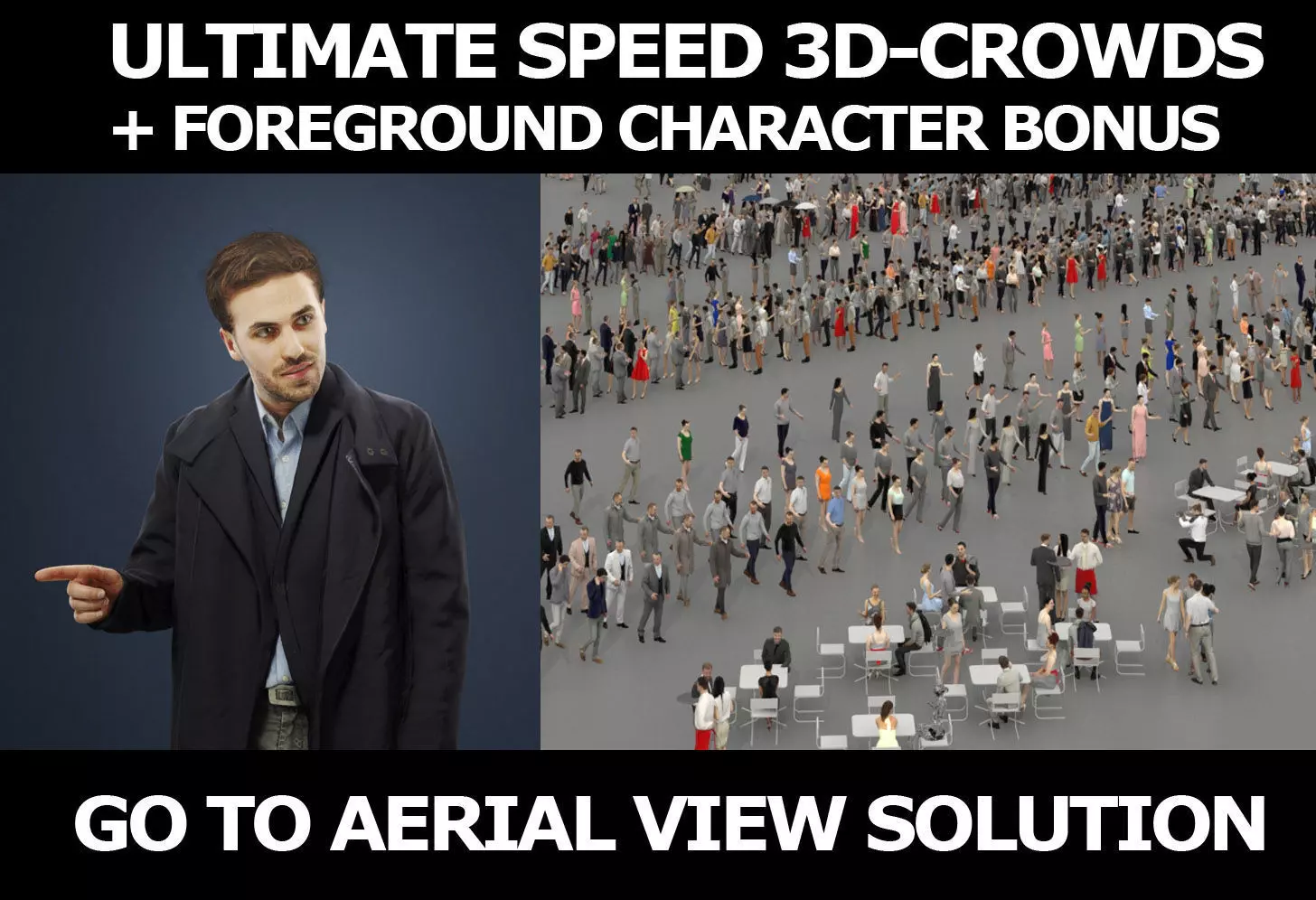 3d crowds and Flow foreground Elegant Man walking pointing 3D Model Collection_0