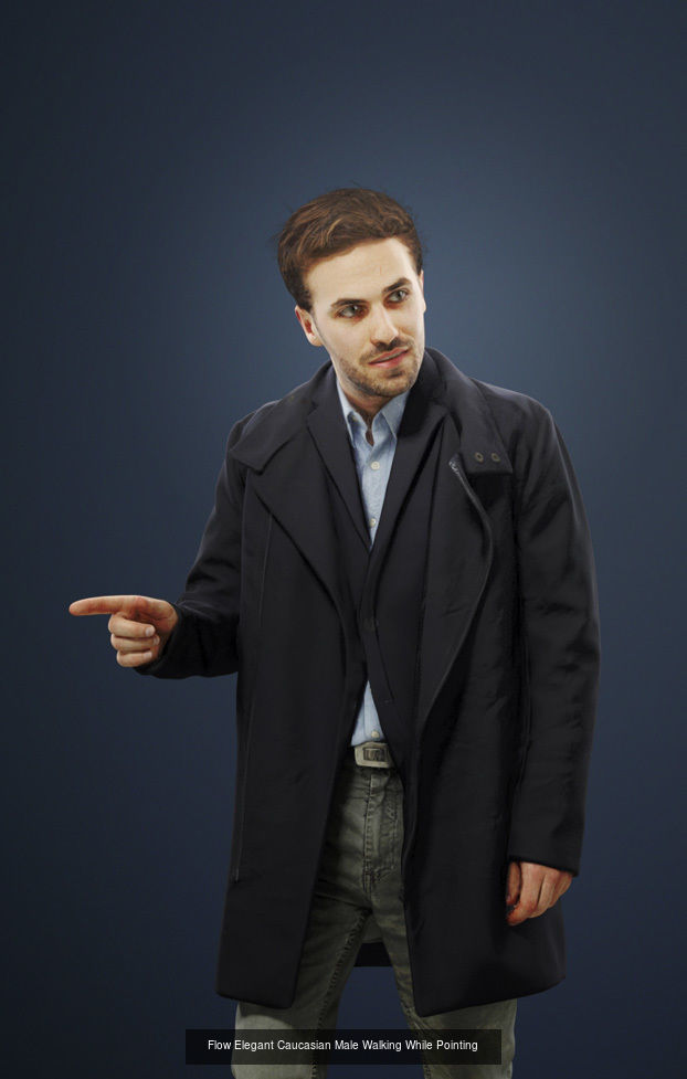 3d crowds and Flow foreground Elegant Man walking pointing 3D Model Collection_1