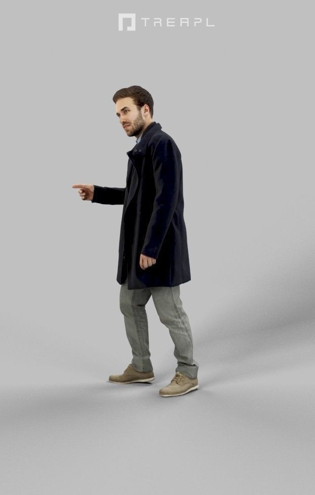 3d crowds and Flow foreground Elegant Man walking pointing 3D Model Collection_15