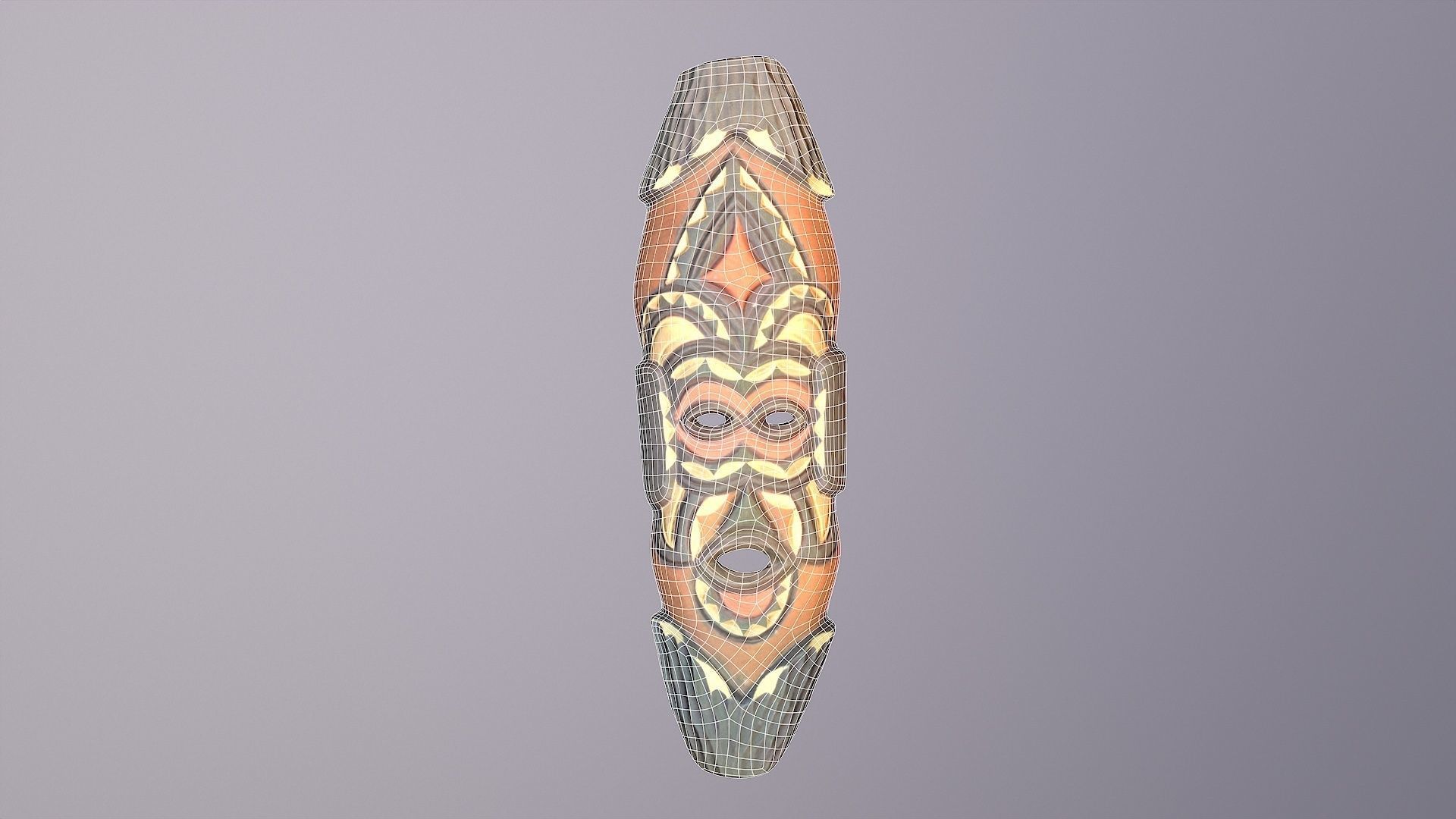 African Mask 07  Low-poly 3D model_9