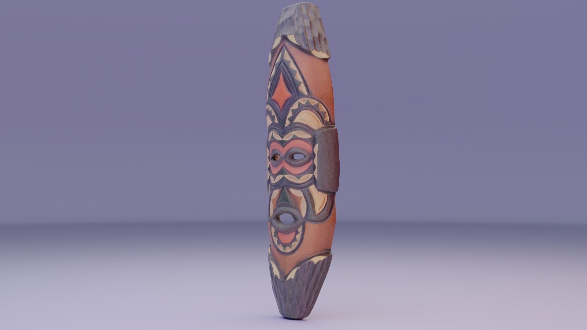 African Mask 07  Low-poly 3D model_2