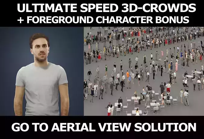 3d crowds and Flow foreground casual man walking 3D Model Collection