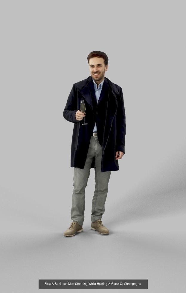 3d crowds and Flow A Foreground Business Man with Champagne 3D Model Collection_1