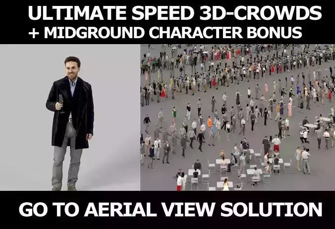 3d crowds and Flow A Foreground Business Man with Champagne 3D Model Collection