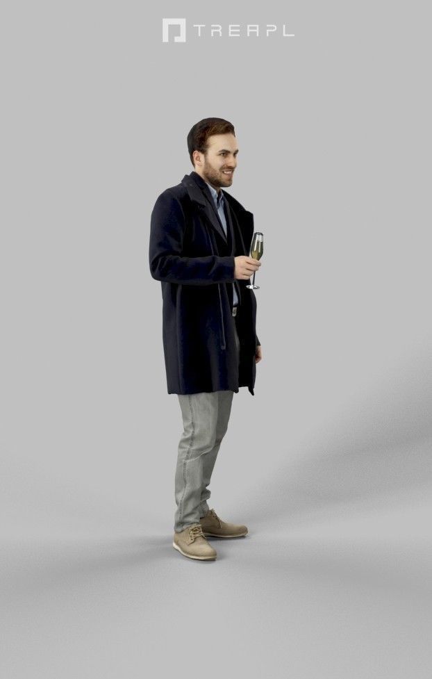3d crowds and Flow A Foreground Business Man with Champagne 3D Model Collection_15