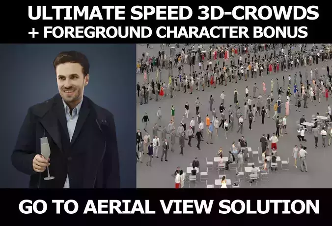 3d crowds and Flow A Foreground Business Man with Champagne 3D Model Collection