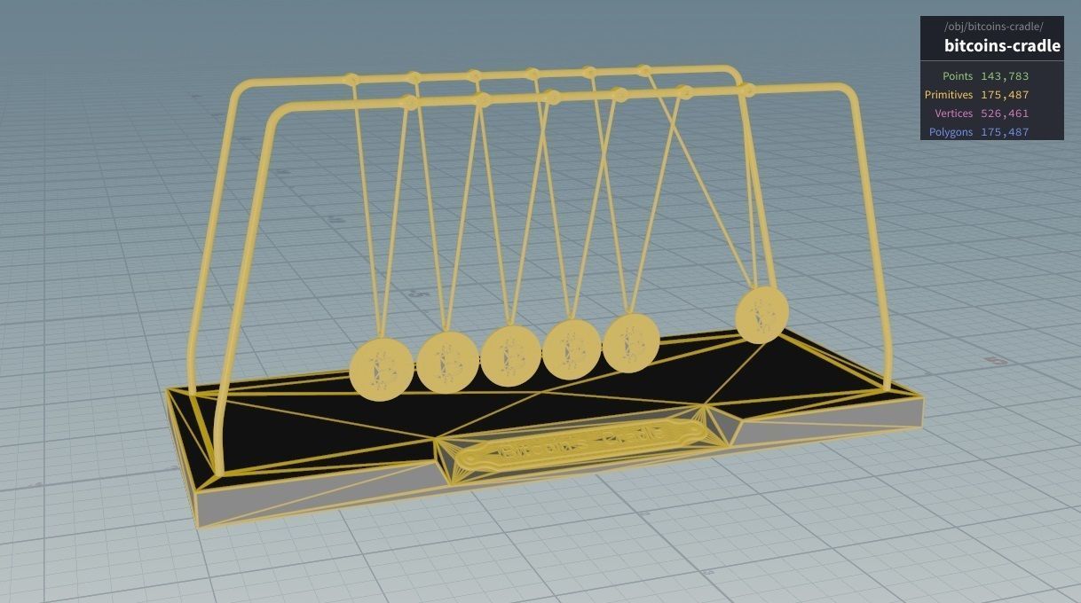 Newtons Cradle - Bitcoins 3D model_2