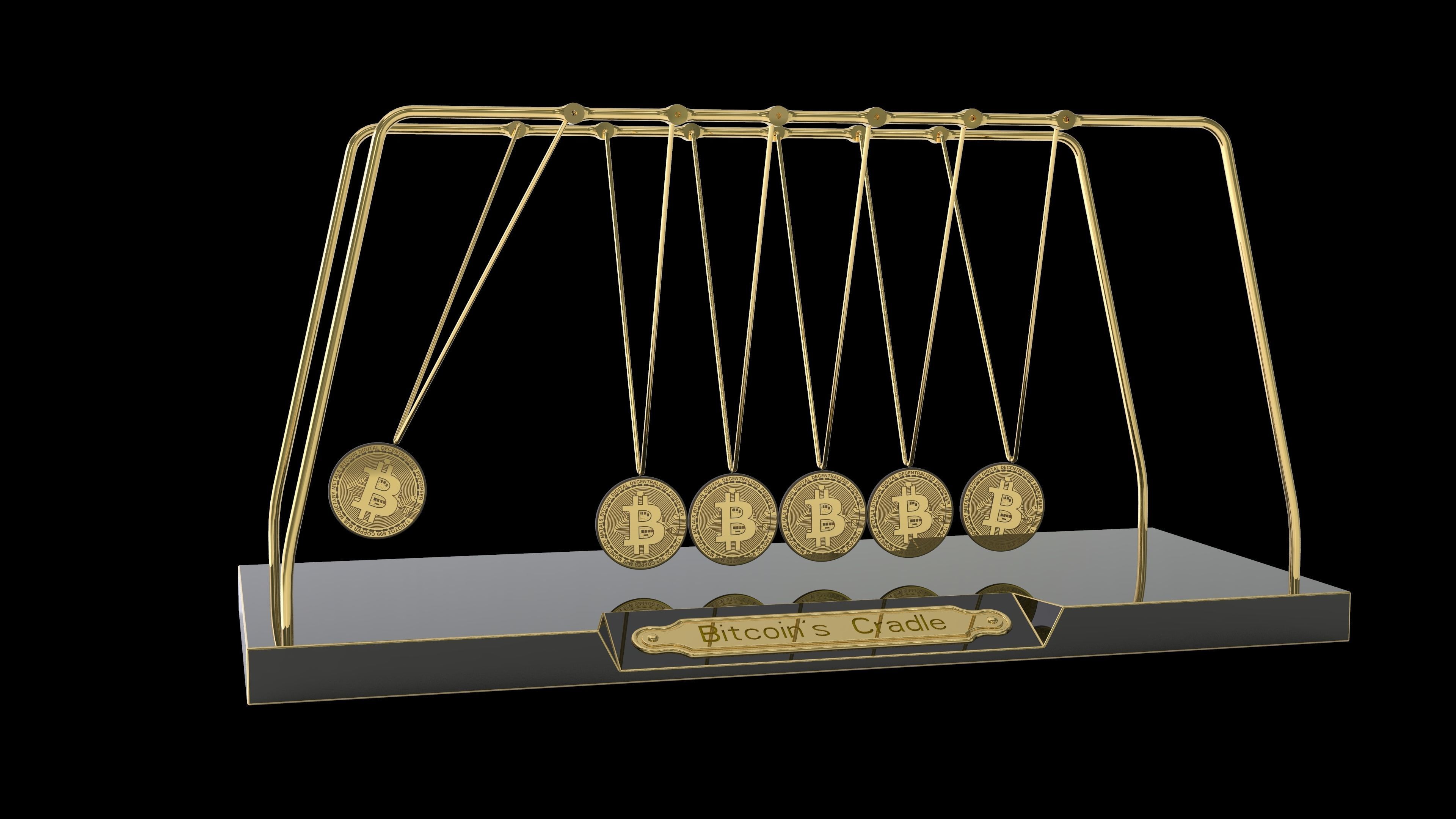 Newtons Cradle - Bitcoins 3D model_4