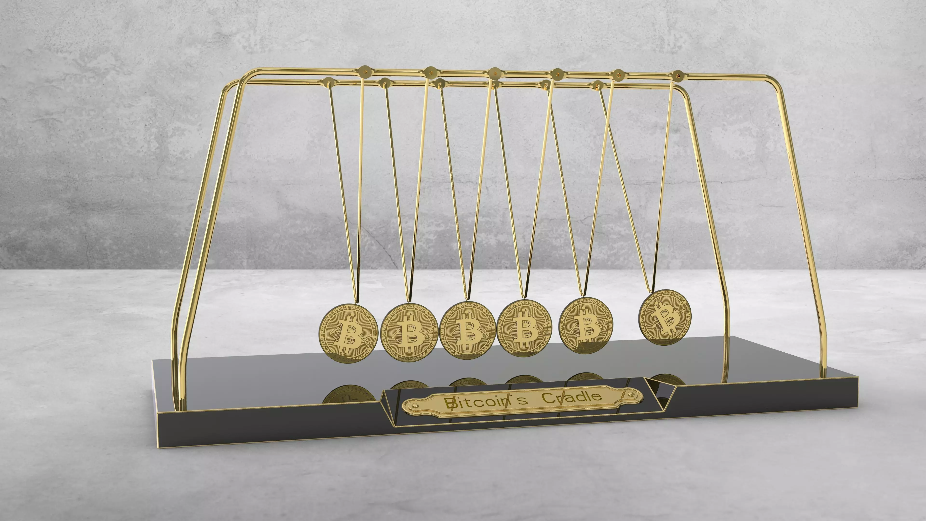 Newtons Cradle - Bitcoins 3D model_0