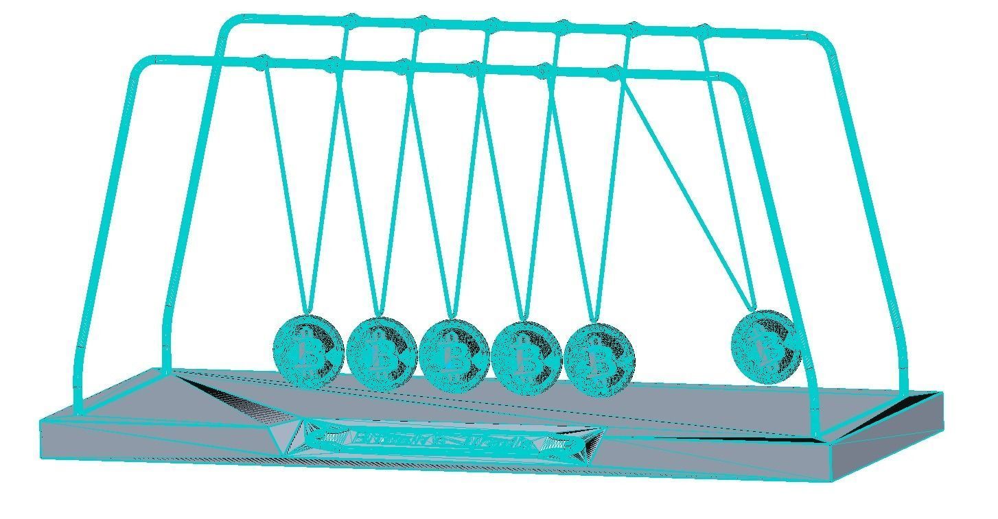 Newtons Cradle - Bitcoins 3D model_3