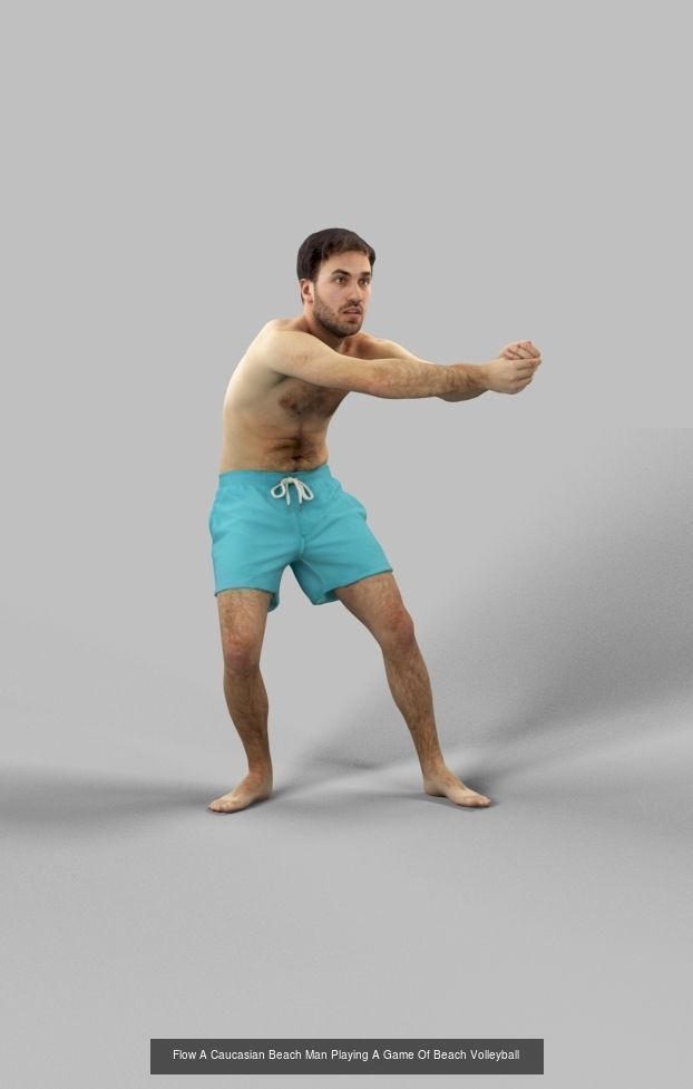 3d crowds and midground Flow A Man playing Beach Volleyball 3D Model Collection_1