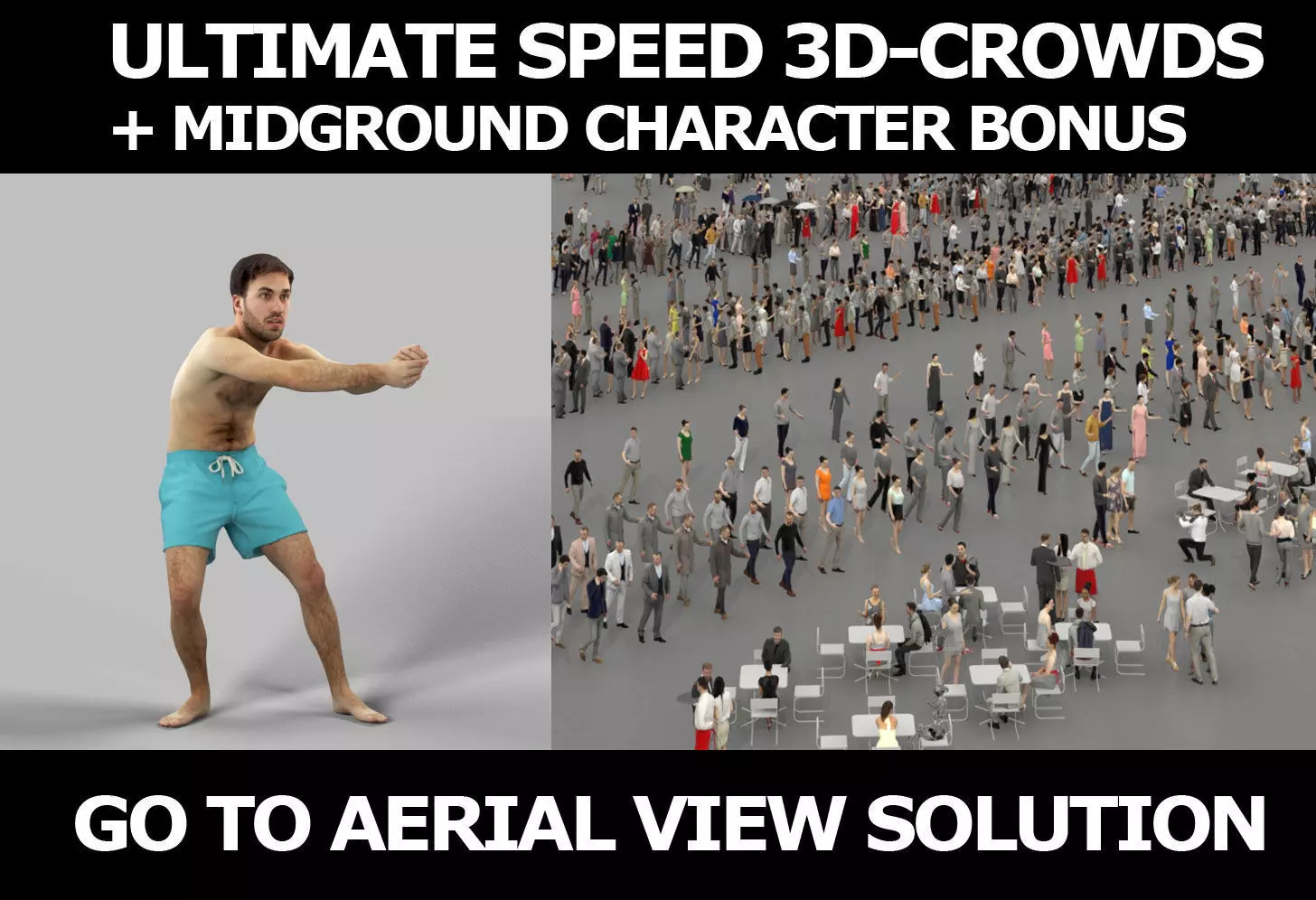 3d crowds and midground Flow A Man playing Beach Volleyball 3D Model Collection_0