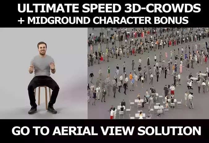 3d crowds and Flow Midground Casual Man Sitting Explaining 3D Model Collection