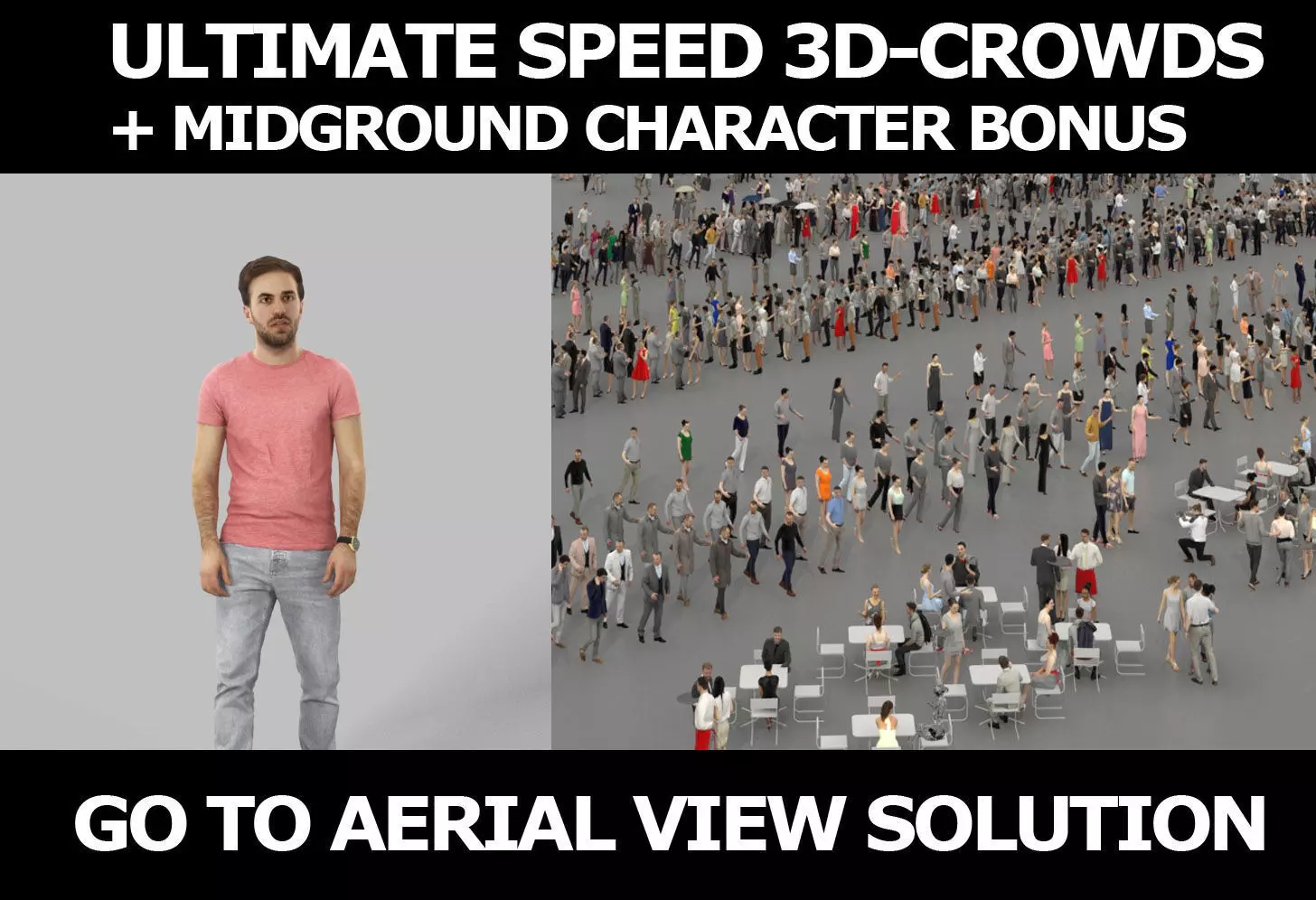 3d crowds and Flow midground casual man walking 3D Model Collection_0