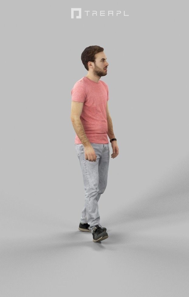 3d crowds and Flow midground casual man walking 3D Model Collection_18