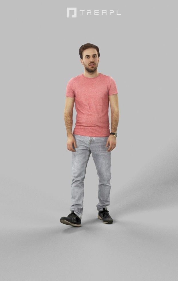 3d crowds and Flow midground casual man walking 3D Model Collection_17