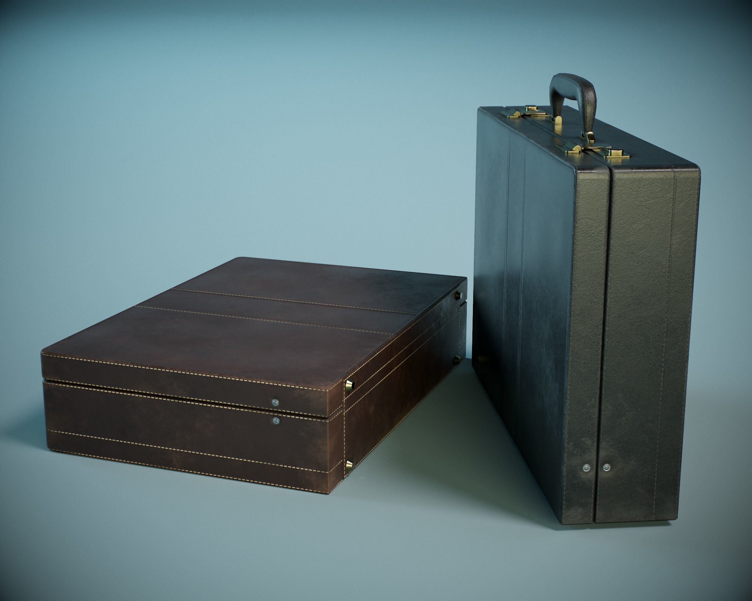 Leather Briefcase PBR Low-poly 3D model_2