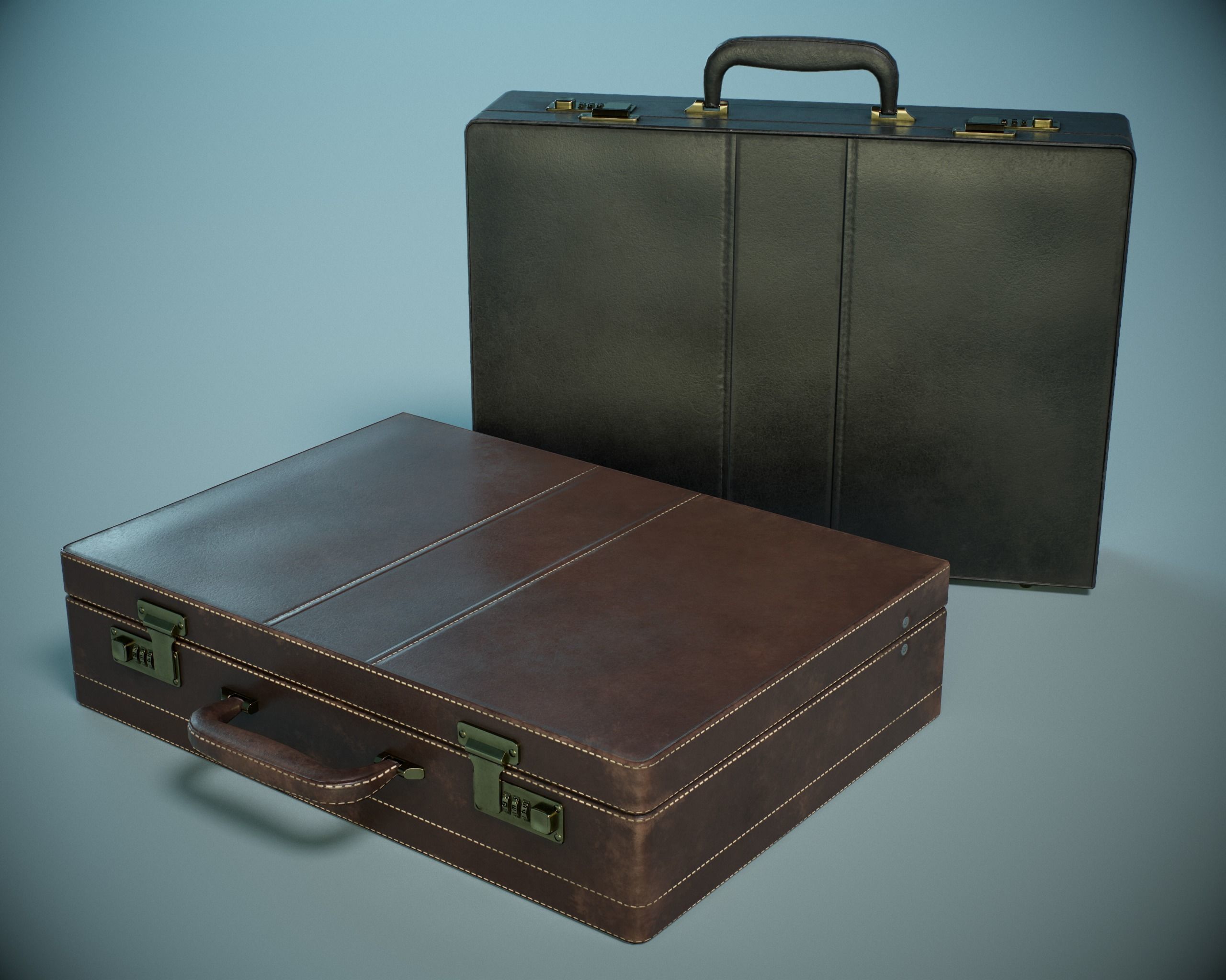 Leather Briefcase PBR Low-poly 3D model_1