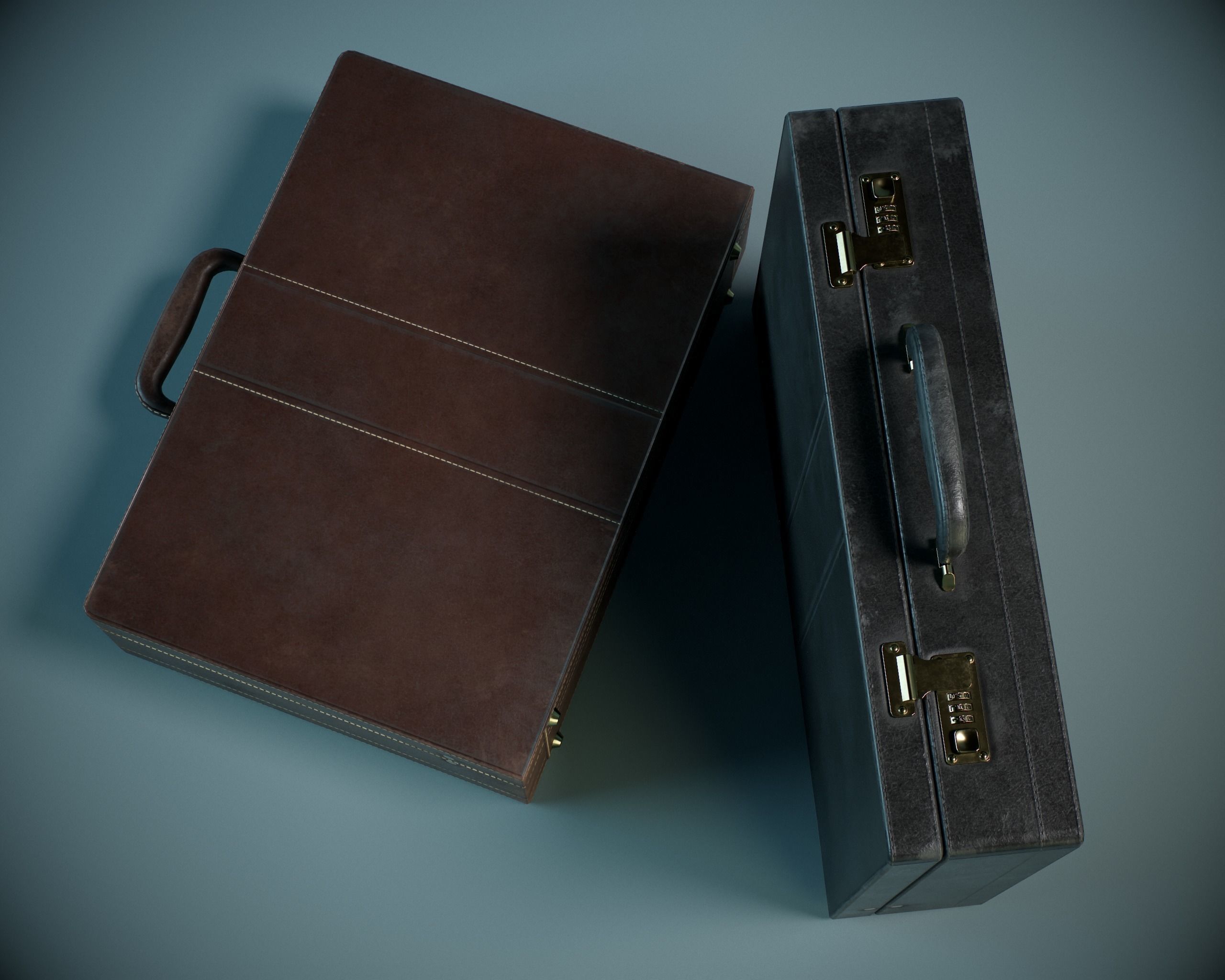 Leather Briefcase PBR Low-poly 3D model_3