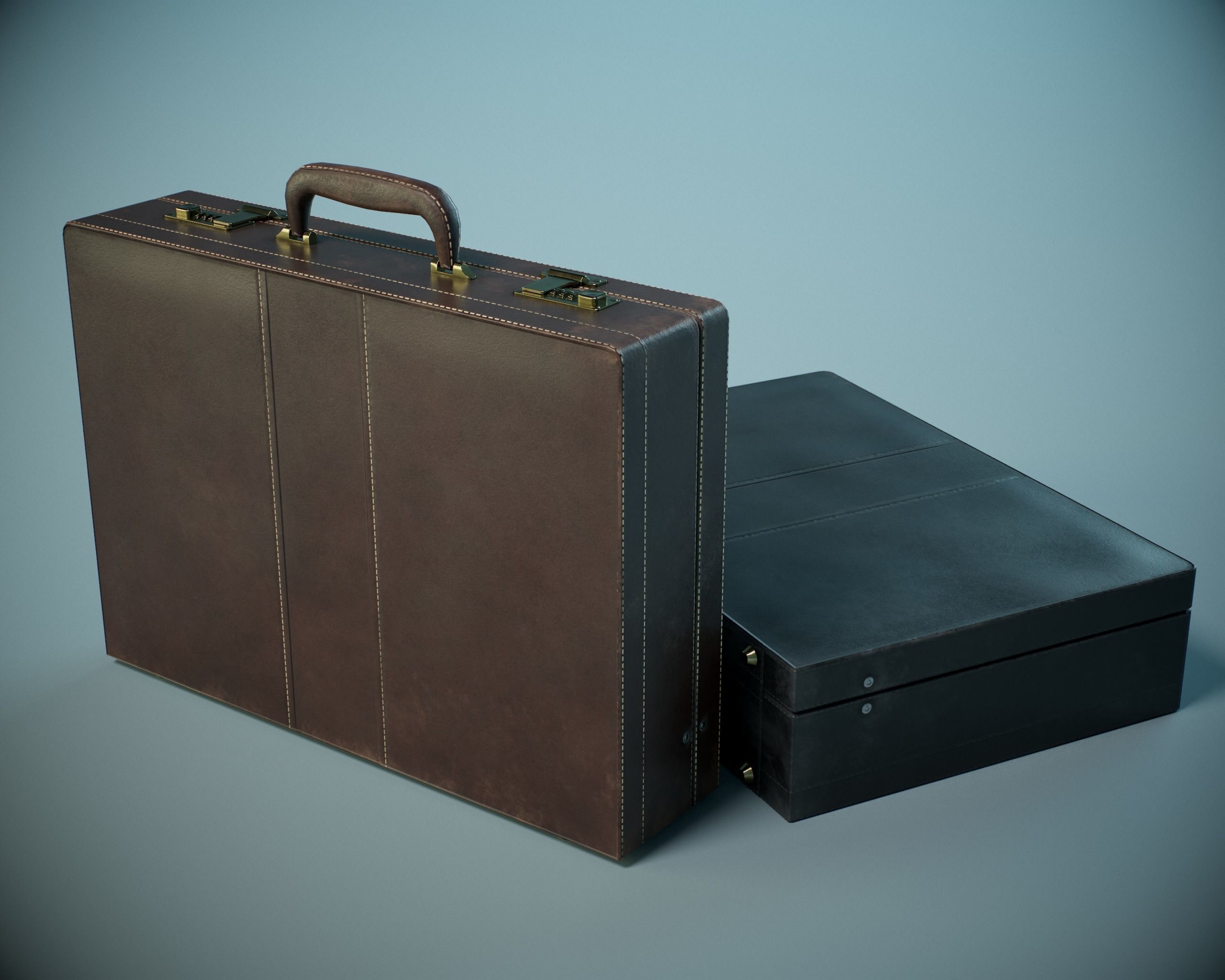Leather Briefcase PBR Low-poly 3D model_0