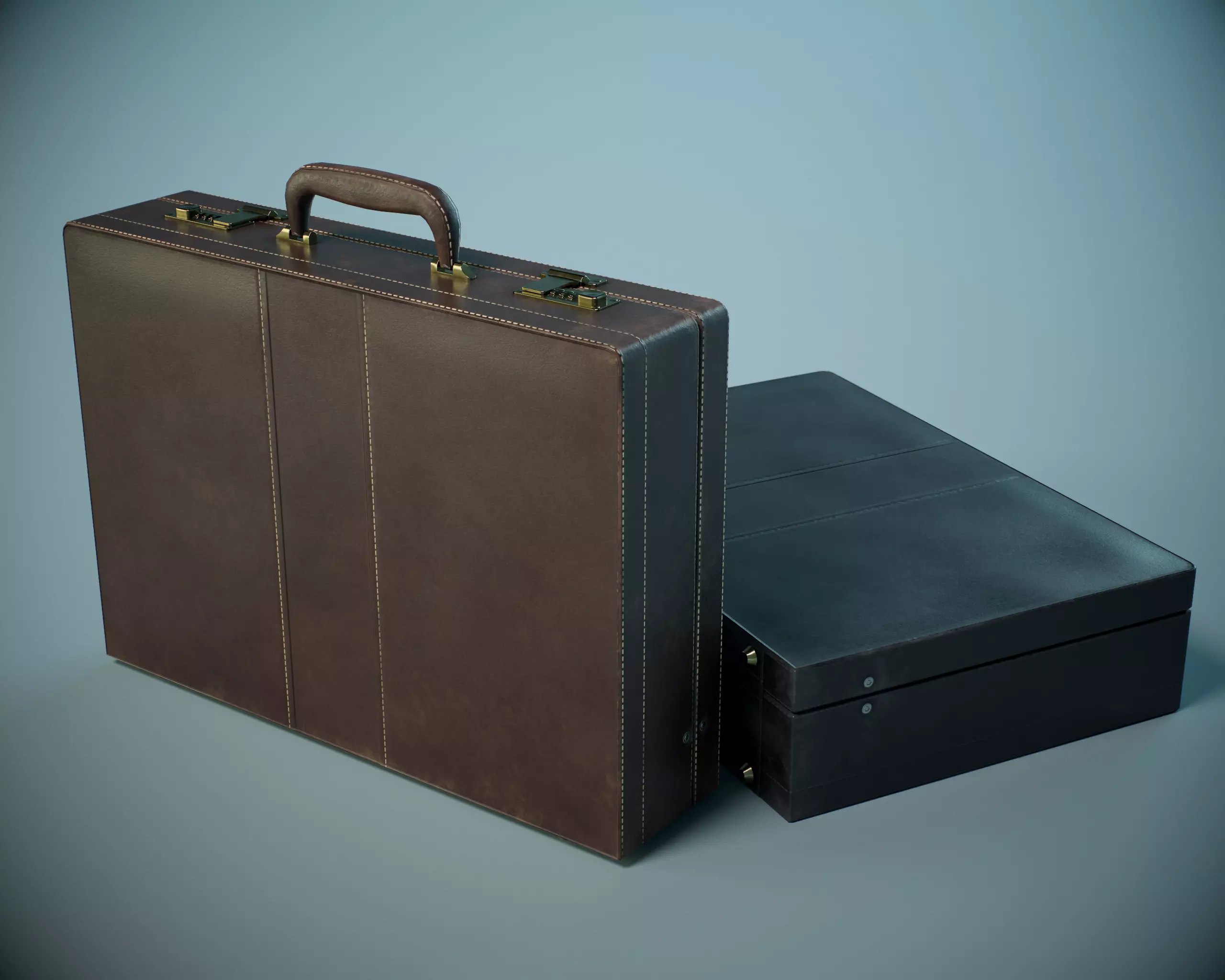 Leather Briefcase PBR Low-poly 3D model_0