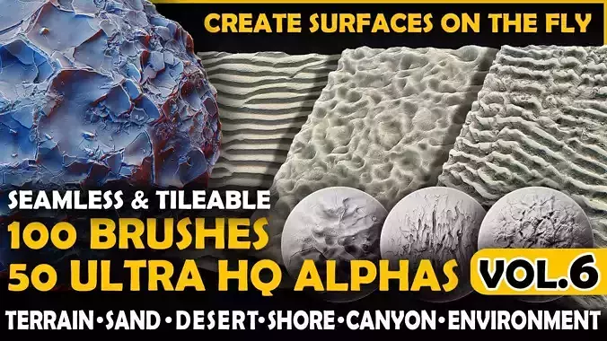 Ultra HQ Terrain Seamless Sculpt Zbrush brushes and Alphas Vol6
