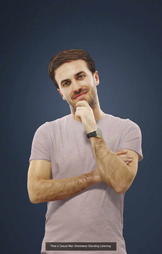 3d crowds and Flow A foreground listening casual man 3D Model Collection_1