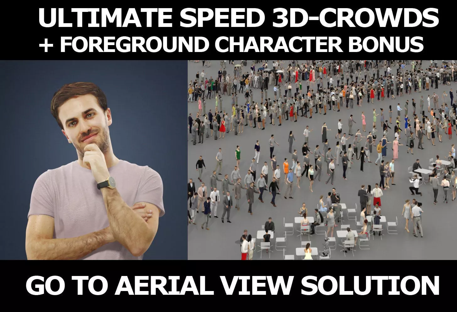 3d crowds and Flow A foreground listening casual man 3D Model Collection_0