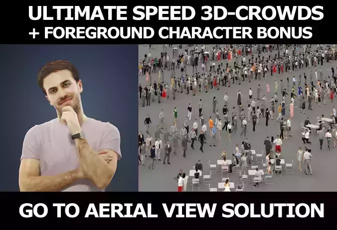 3d crowds and Flow A foreground listening casual man 3D Model Collection