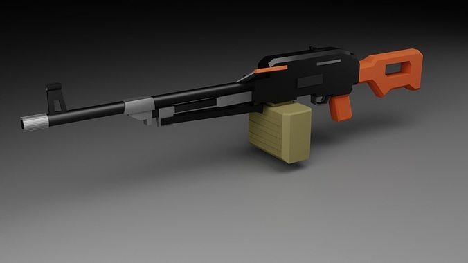 PKM Machine Gun Low-Poly Model Game-Ready Low-poly 3D model