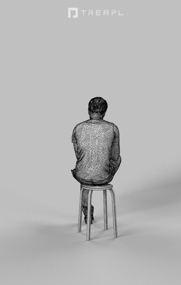 3d crowds and Flow A midground Business Man sitting reading 3D Model Collection_19