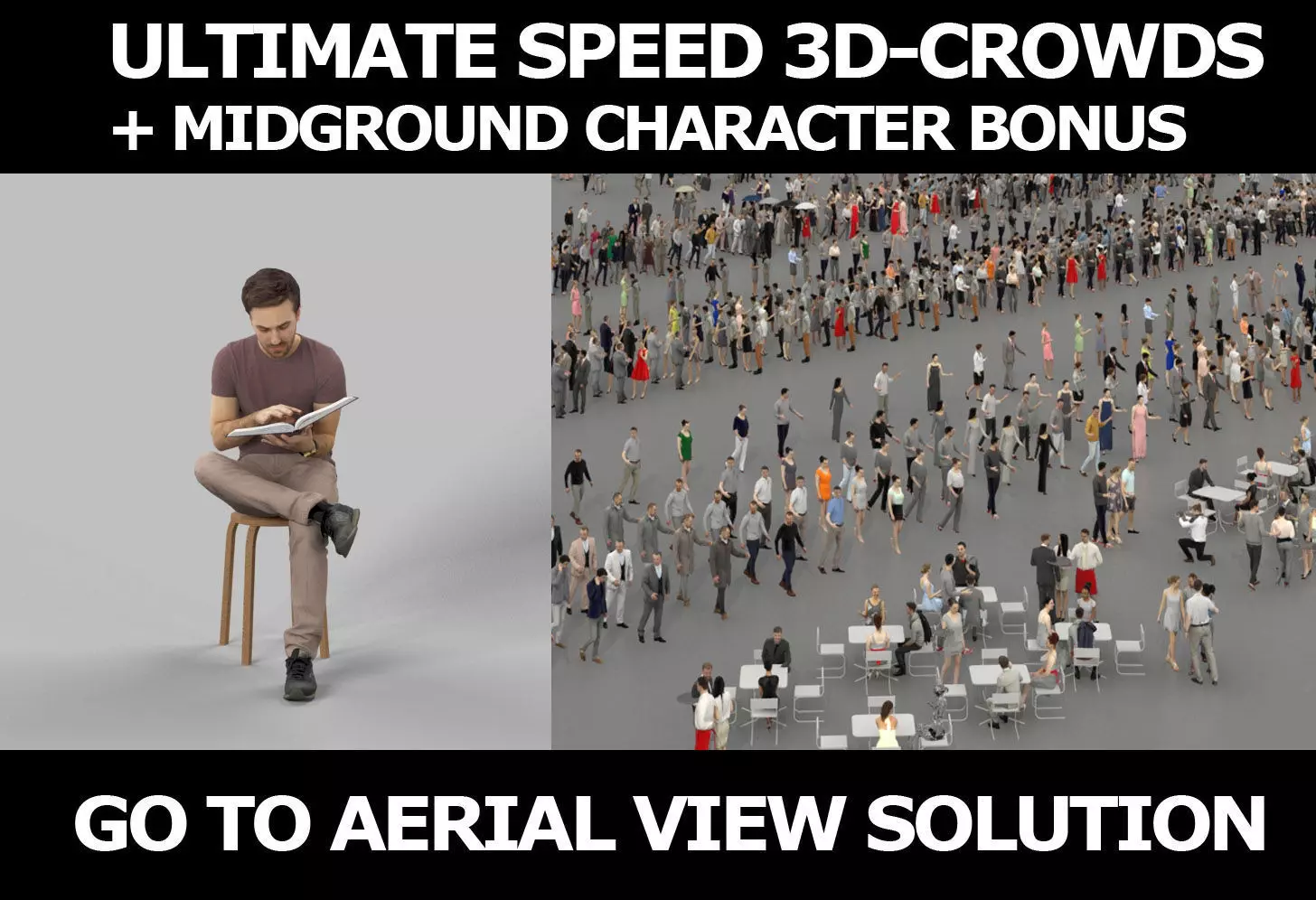 3d crowds and Flow A midground Business Man sitting reading 3D Model Collection_0