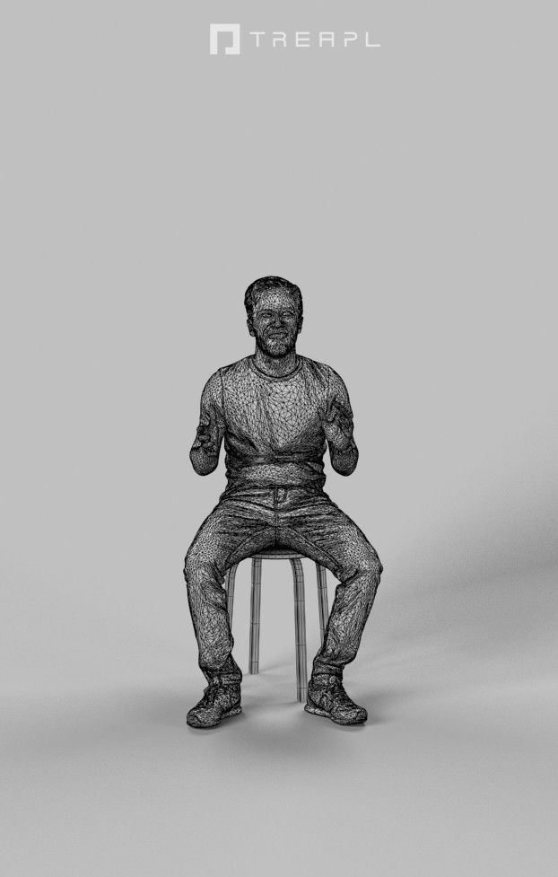 3d crowds and Flow a Foreground Casual Man Sitting 3D Model Collection_18