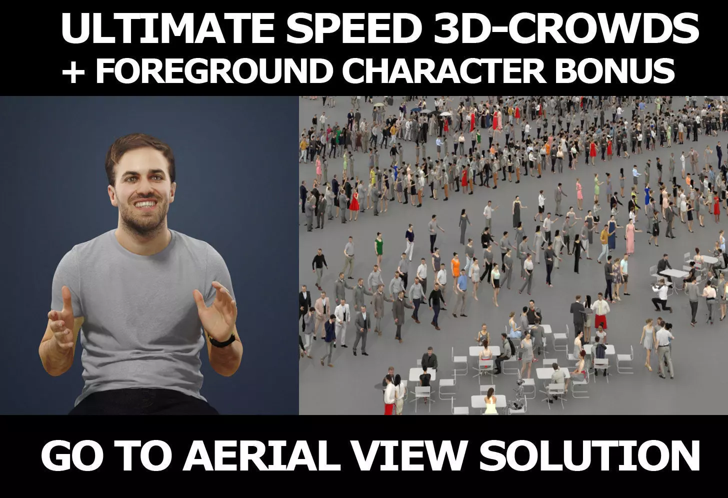3d crowds and Flow a Foreground Casual Man Sitting 3D Model Collection_0