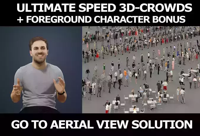 3d crowds and Flow a Foreground Casual Man Sitting 3D Model Collection