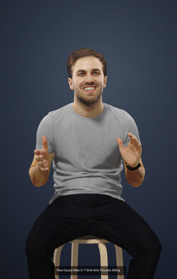 3d crowds and Flow a Foreground Casual Man Sitting 3D Model Collection_1