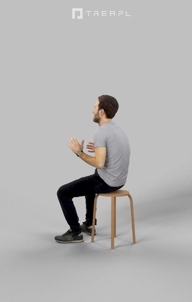 3d crowds and Flow a Foreground Casual Man Sitting 3D Model Collection_17