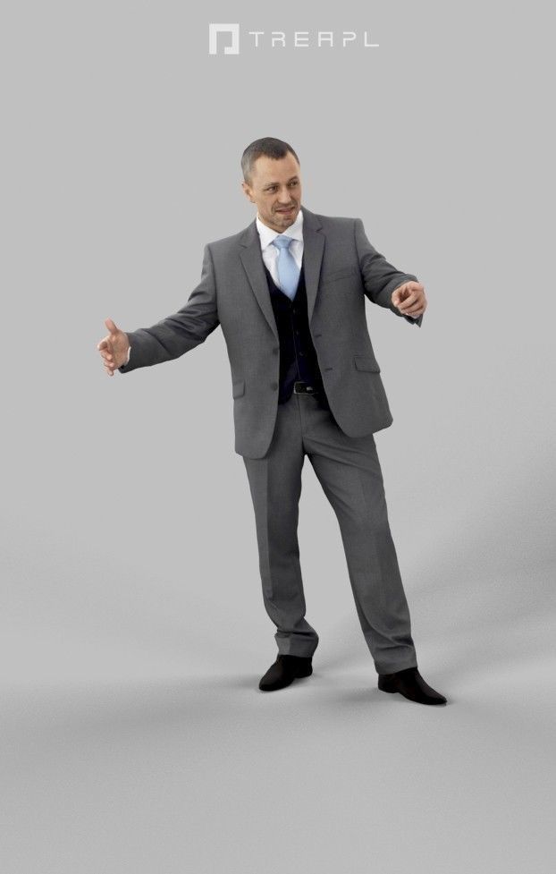 3d crowds and Fortitude Foreground Business Male Pointing 3D Model Collection_12