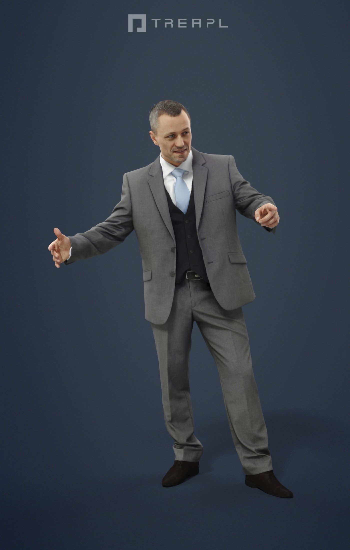 3d crowds and Fortitude Foreground Business Male Pointing 3D Model Collection_21