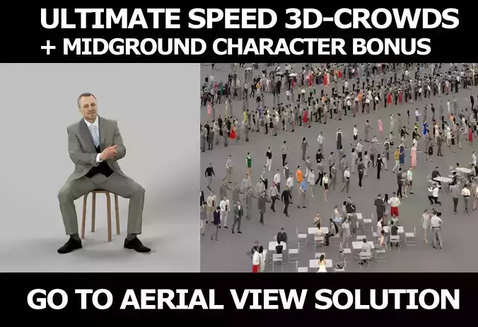 3d crowds and Fortitude Midground Business Man Sitting Clapping 3D Model Collection
