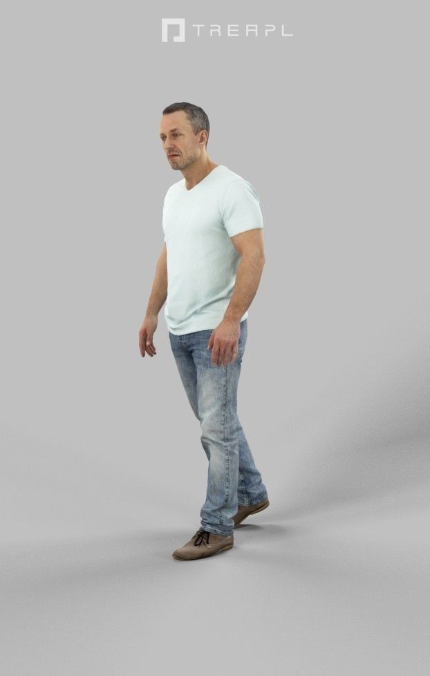 3d crowds and Fortitude A midground walking casual Man 3D Model Collection_14