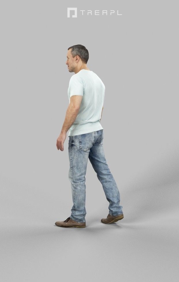 3d crowds and Fortitude A midground walking casual Man 3D Model Collection_16