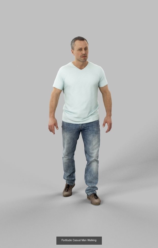 3d crowds and Fortitude A midground walking casual Man 3D Model Collection_1